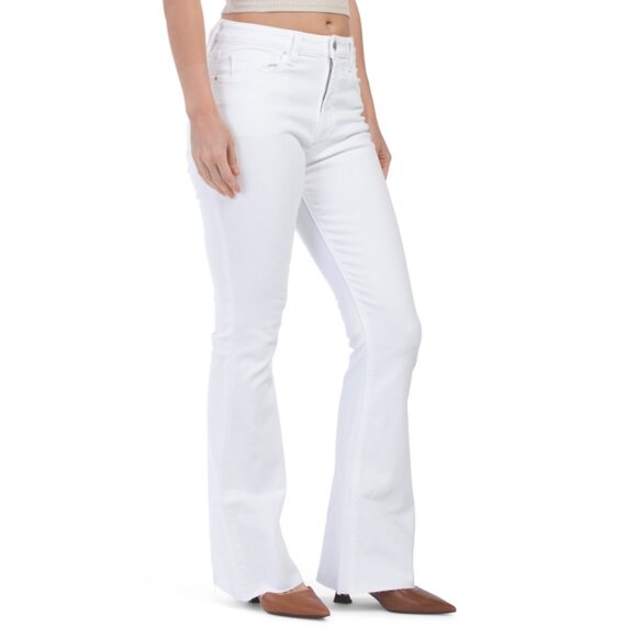 HUDSON White Holly High Rise Flare Barefoot Jeans